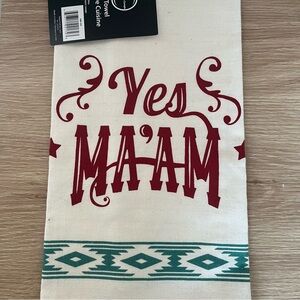 NWT Yes Ma’am 100% cotton dish towel tea towel western inspired new